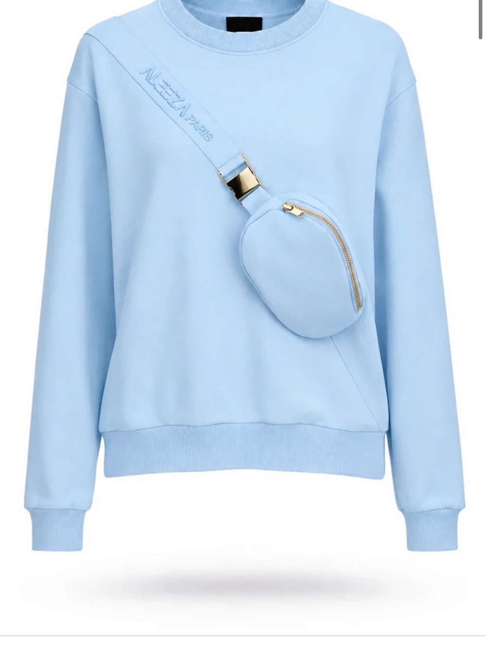 Light Blue Crewneck Sweatshirt with Integrated Crossbody Pouch by MSGM